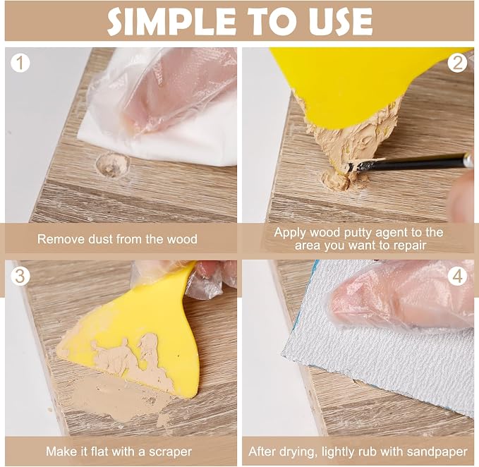 SEISSO Wood Putty, Wood Putty Outdoor Waterproof, Wood Repair Putty Stainable - Image 4