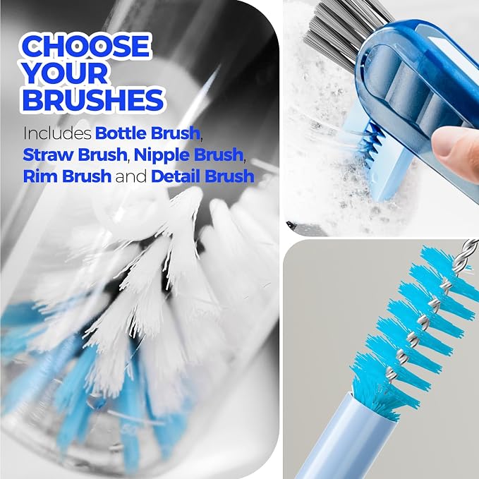 Holikme 6 Pack Brush Set, 3 Straw Brushes, 4-in-1 Cleaning Brush - Image 5