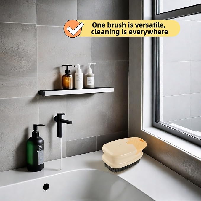 Ergonomic Clothes Soft Bristle Laundry Brush, Milk Yellow, ABS+PBT Material - Image 8