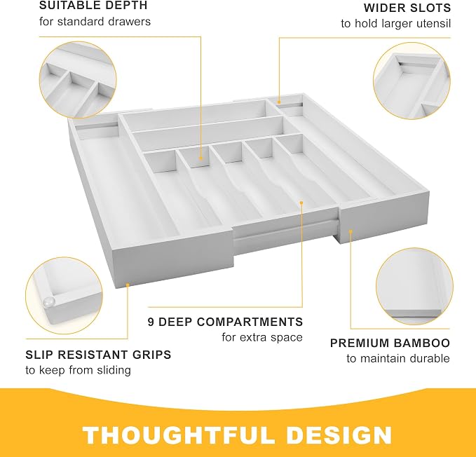Large Premium Bamboo Silverware Organizer - Image 5