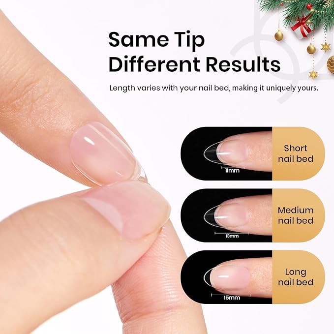 Beetles Extra Short Almond Nail Tips, 12 Sizes 288 PCS Pre-Shaped Clear Full - Image 7