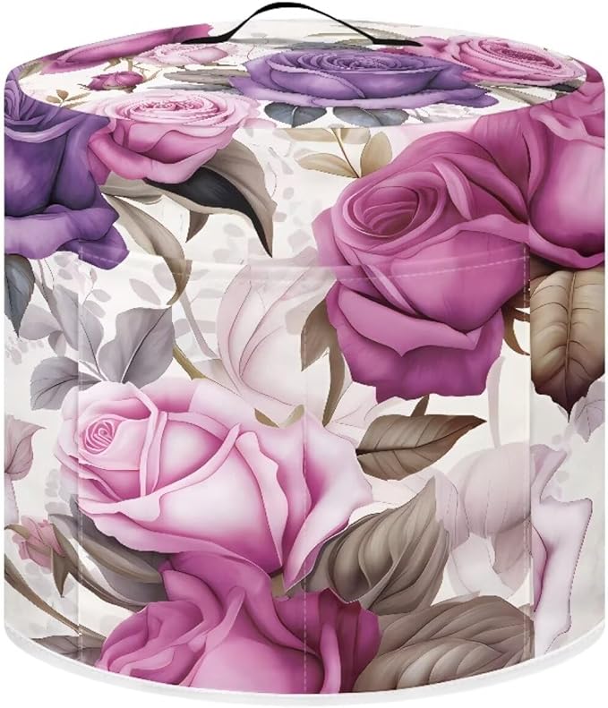 Rose Dust Cover for 3 qt Air Fryer & Pressure Cooker Kitchen Appliance Accessories, Portable Pressure Cooker Air Fryer Rice Cooker Dust Cover with Storage Pockets