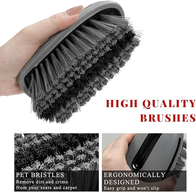 Carpet and Upholstery Cleaning Brush, Stiff Bristle Detailing Scrubber - Image 3
