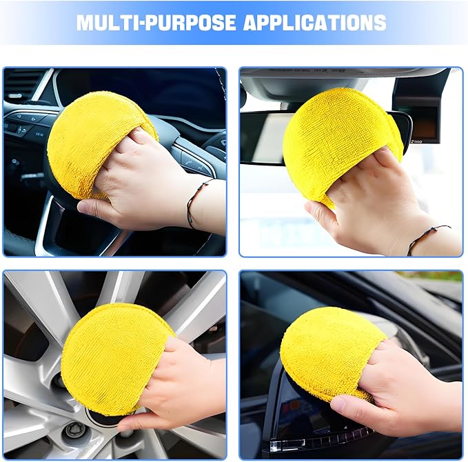 Hovom 6PCS Microfiber Wax Applicator, Soft Automotive Waxing Foam Pads - Image 6