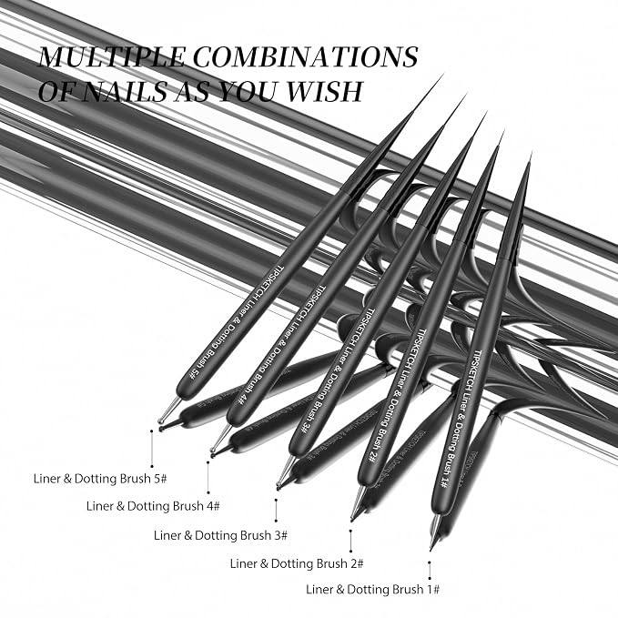 Nail Art Liner Brushes 5Pcs - Image 2