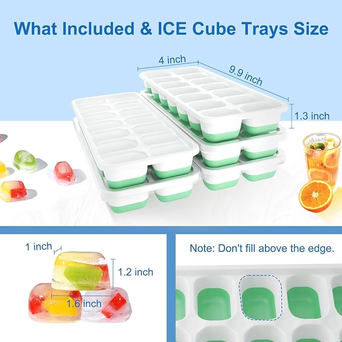 Ice Cube Tray 5 Pack, 60 Cubes Silicone Ice Cube Trays - Image 7