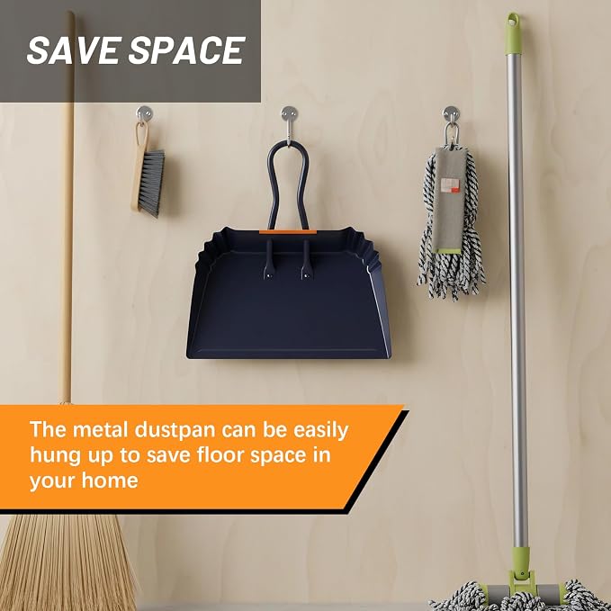 Heavy-Duty Black Metal Dustpan, Dust Pan - Image 6