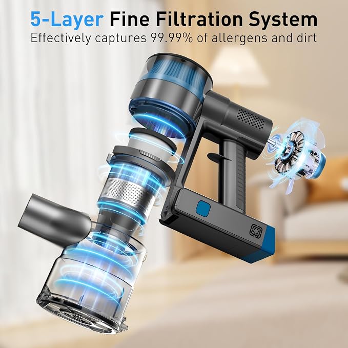 250W 25KPa Suction Cordless Vacuum Cleaner, 6-in-1 Lightweight Stick Vacuum - Image 4