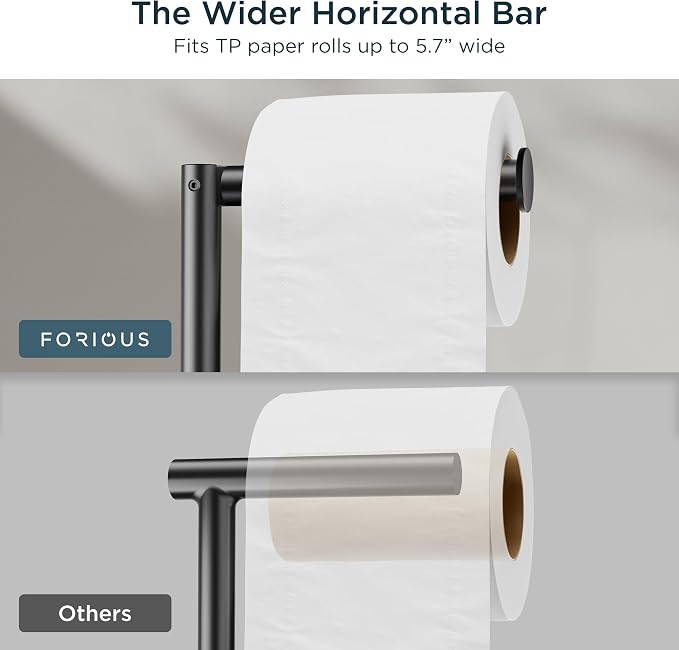 FORIOUS Toilet Paper Holder Stand, Modern Freestanding Tissue Roll Holder - Image 4