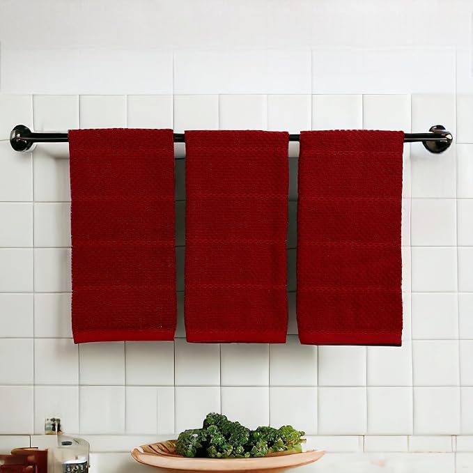 Maroon Dark Red Brick Red Kitchen Hand Dish Towels: Oversized 28" x 18" - Image 9