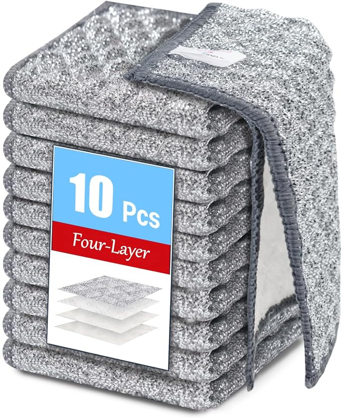 10 PCS Four-Layer Non-Scratch Multipurpose Steel Wire Dishcloths by Wangjinpeng