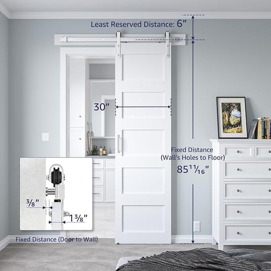 30in x 84in White Sliding Barn Door - Image 2