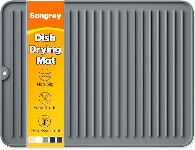 Songrey 16" x 12" Silicone Dish Drying Mat, Kitchen Counter Drying Pad by Unknown