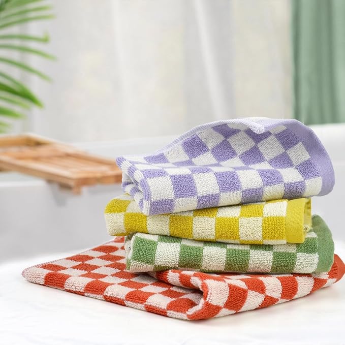 Jacquotha Wash Cloths Checkered 4 Pack 4 Colors - Image 2
