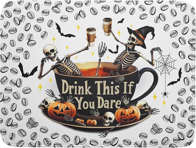 Skull Dead Coffee Mat Funny Dish Drying Pad by Giwawa