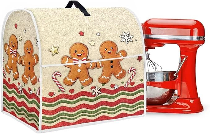 Christmas Mixer Cover for Kitchen Aid 6-8 Qt Mixer, Gingerbread Man Small Appliance Dust Covers Universal for Air Fryers, Coffee Makers, Christmas Decor for Kitchen