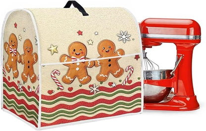 Christmas Mixer Cover for Kitchen Aid 6-8 Qt Mixer, Gingerbread Man Small Appliance Dust Covers Universal for Air Fryers, Coffee Makers, Christmas Decor for Kitchen