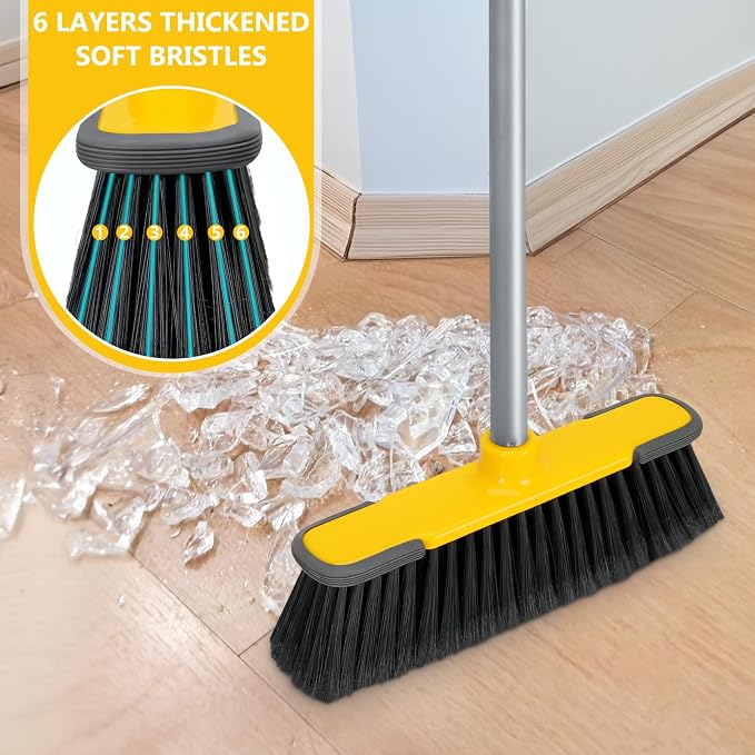 Indoor Brooms 54''Long Handle Soft Bristle Broom, Indoor Outdoor Brooms - Image 4