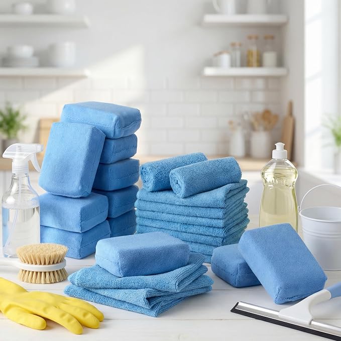 24 Pcs Microfiber Applicator Pad Kit Include Non Scratch Car Wash Sponge and - Image 3