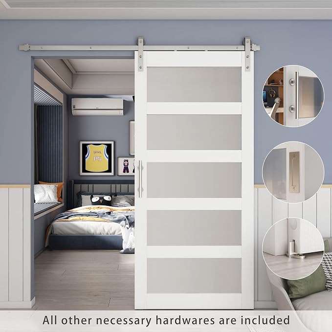 BARNSMITH 36in x 84in 5-Panel Glass Barn Door - Image 3