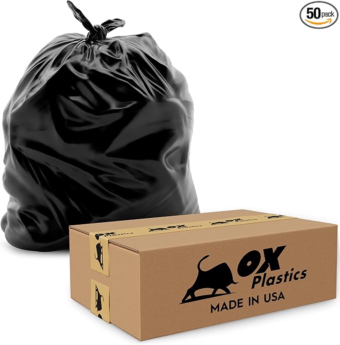 55 Gallon Trash Can Liners Bags 4 Mil by OxPlastics