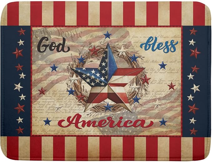 4th of July God Bless Dish Drying Mat by Anyako