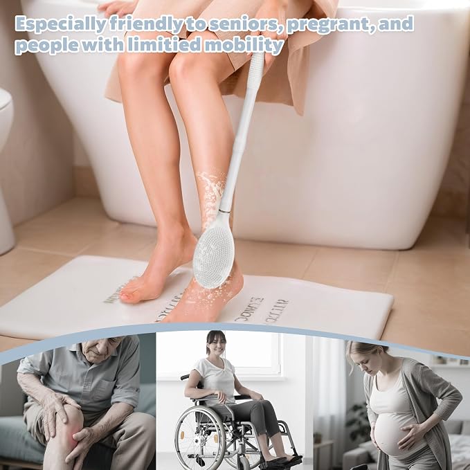 New Foot Brush & Back Scrubber Set 2PCS, 10.2''- 27.5'' Adjustable Foot Scrubber - Image 8