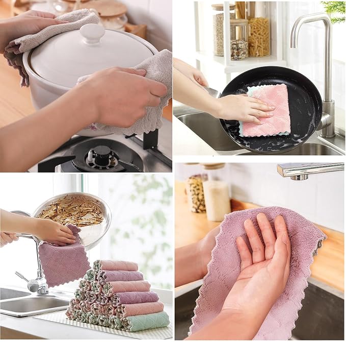12 Pack Cleaning Cloth Kitchen Cloth, Dish Towels Super Absorbent Coral Velvet - Image 4