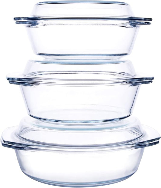 Set of 6 Pieces Round Tempered Glass Casserole Dish by HUSANMP