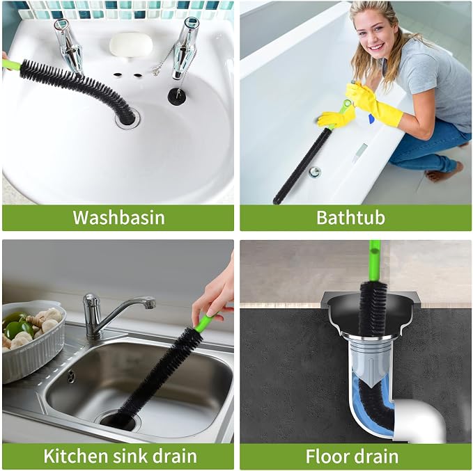 2 Pcs 17” Flexible Sink Drain Cleaner Brush Long Pipe Cleaner Brush - Image 3