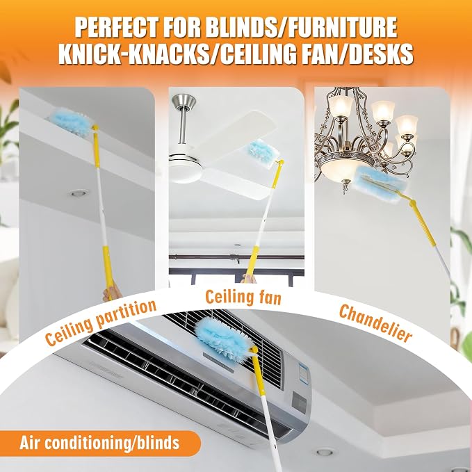 80 Count Duster Refills with 1 Short Handle & 3 ft Extendable Handle, - Image 8