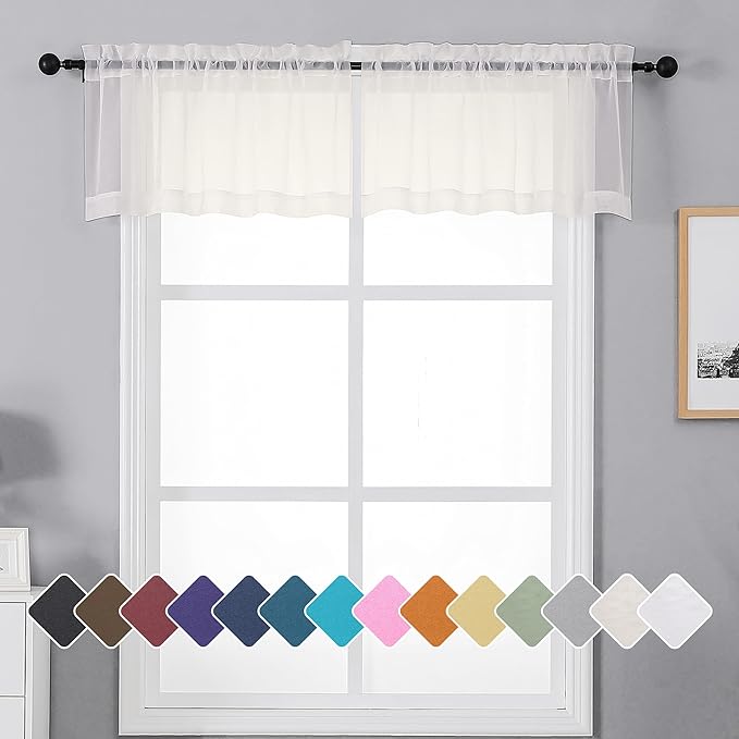 Chyhomenyc Sheer Window Valance Curtains, Light Filtering Valances Windows by Chyhomenyc