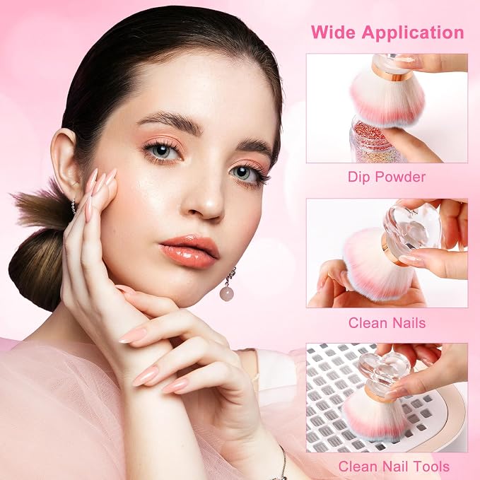 ANGNYA Nail Dust Brush, Rose-shaped Head and Heart-shaped Handle Dust Brush - Image 5