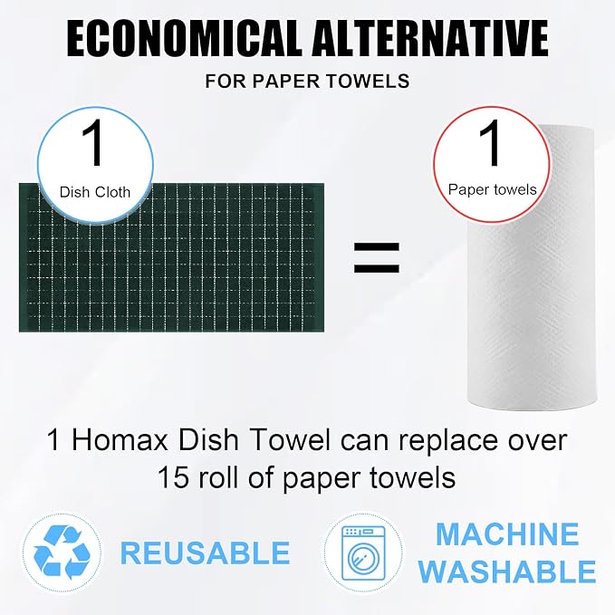 Homaxy 100% Cotton Terry Kitchen Towels, Checkered Designed, Soft and Super - Image 6