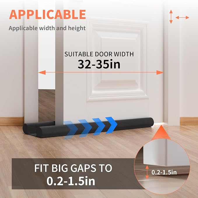 Door Draft Stopper for Bottom of Door, Under Door Gap Filler/Seal for Big Gap - Image 3