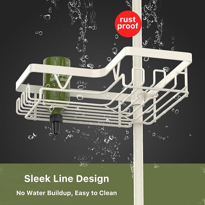 KEGII Shower Corner Caddy Tension Pole, Rustproof Corner Bathroom Organizer - Image 4