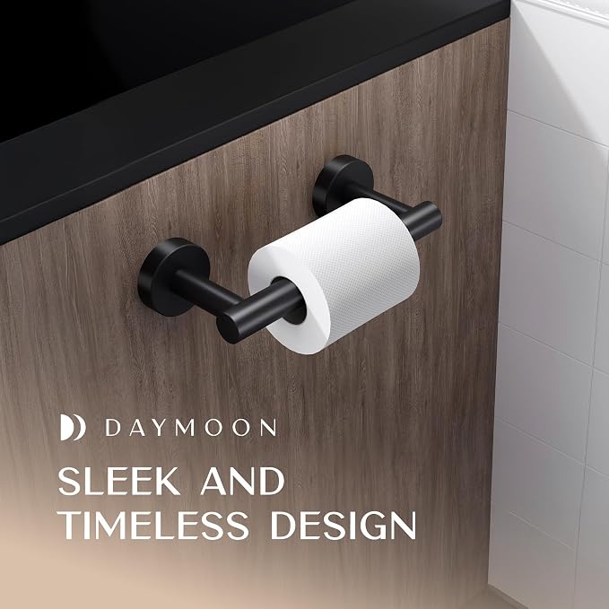 Day Moon™ Matte Black Toilet Paper Holder - Image 2