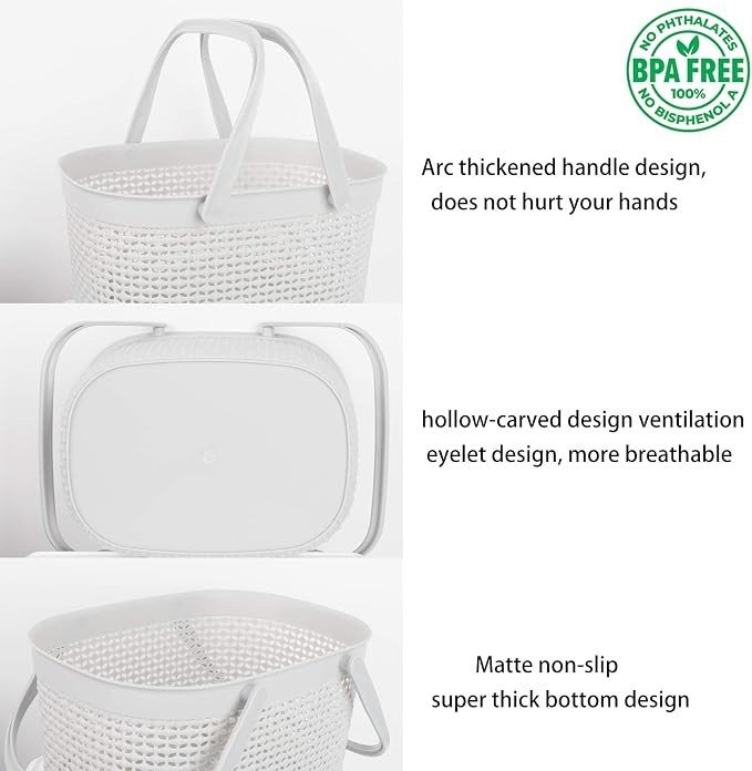 rejomiik Portable Shower Caddy Basket, Plastic Organizer Storage Tote - Image 3