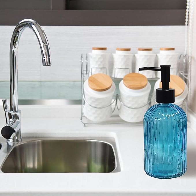 Blue Glass Soap Dispenser Set - Image 5