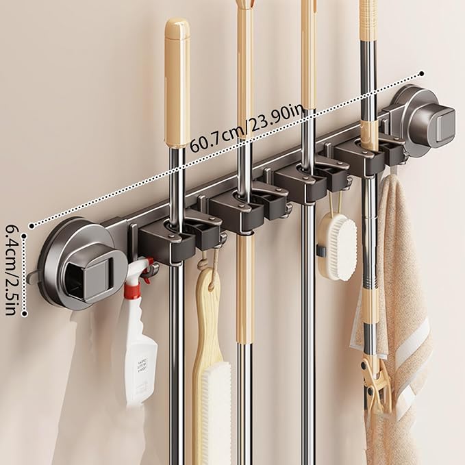 Wall-mounted Mop Holder for Bathrooms, Storage Rack Suitable for Bathrooms - Image 2