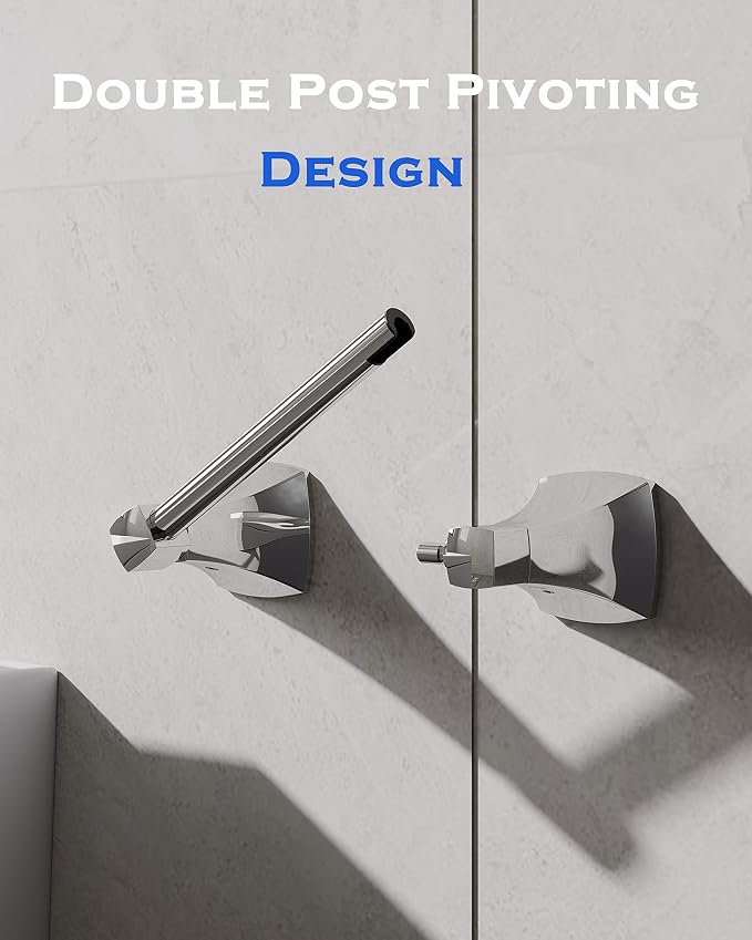 Polished Chrome Toilet Paper Holder Bathroom Double Post Pivoting Tissue Roll - Image 2