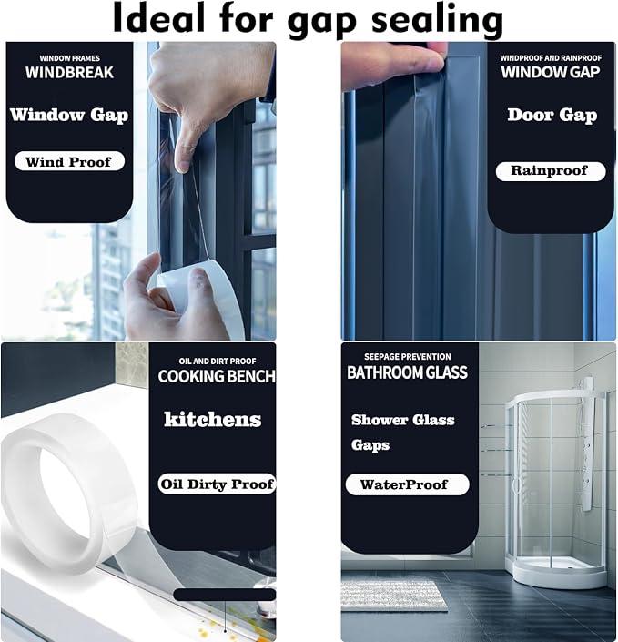 Transparent Window Weather Sealing Tape 2.76 Inch x 16.5 FT Weather Stripping - Image 3