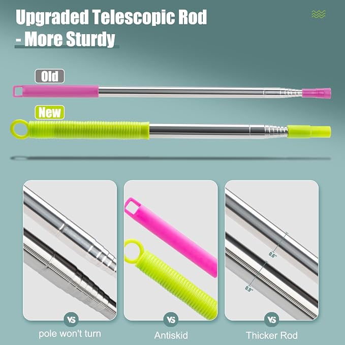Microfiber Duster with Extension Pole 30 to 100'', Bendable Reusable Washable - Image 2