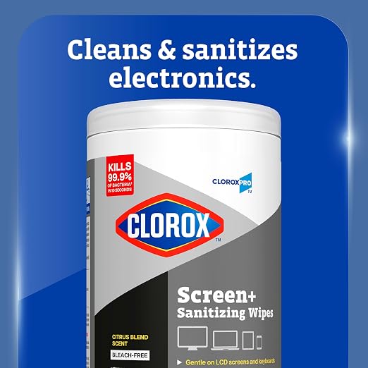 CloroxPro Clorox Screen+ Sanitizing Wipes, Bleach Free Cleaning Wipes, Citrus - Image 2
