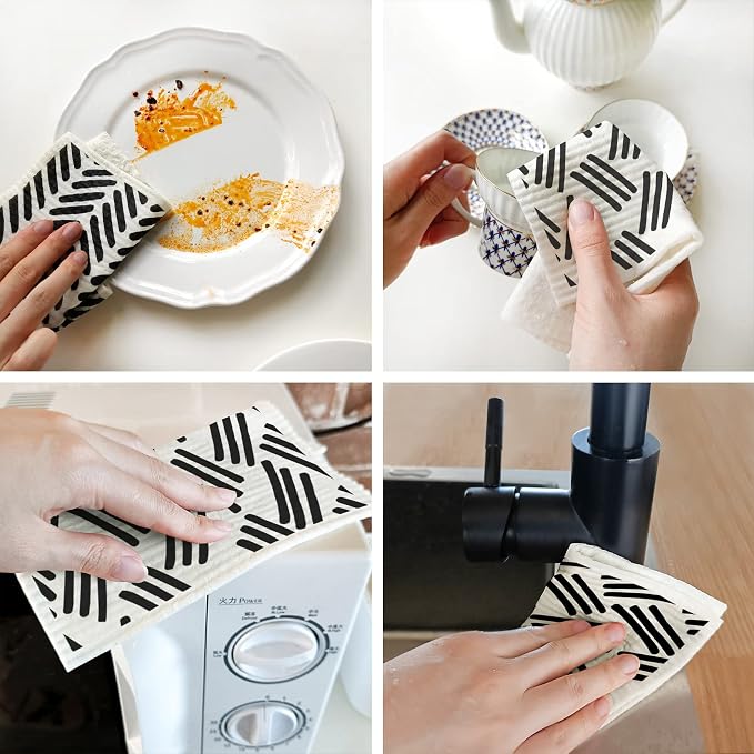 Morigins Swedish Dishcloths for Kitchen, 6 Pack Black Minimalist Swedish Dish - Image 5