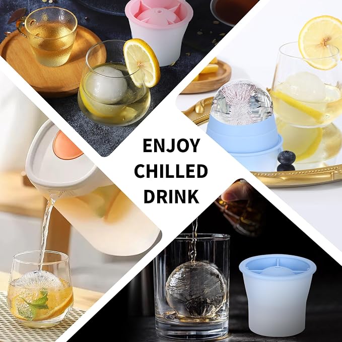 Round Ice Cube Molds 6 Pieces, Silicone Sphere Ice Mold Maker, Stackable Easy - Image 6