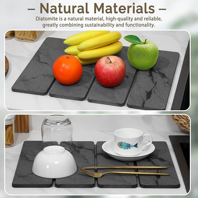 Small Stone Dish Drying Mat for Kitchen Counter, Foldable Water Absorbing - Image 8
