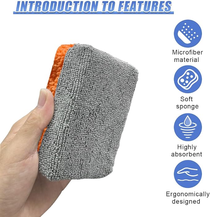 3PCS Microfiber Applicator Pads, Soft No-Scratch Car Wash Sponge, Washable - Image 3