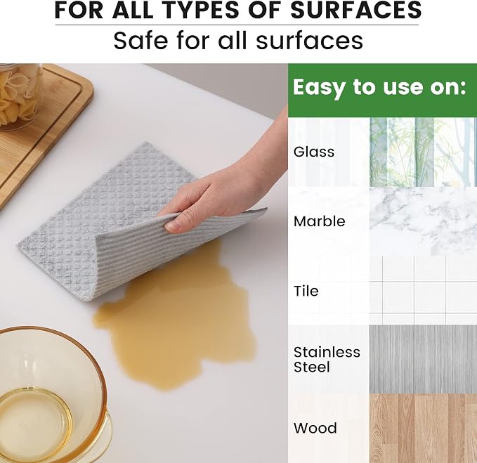 Homaxy Swedish Dishcloths for Kitchen, 6 Pack Reusable and Washable Cellulose - Image 3