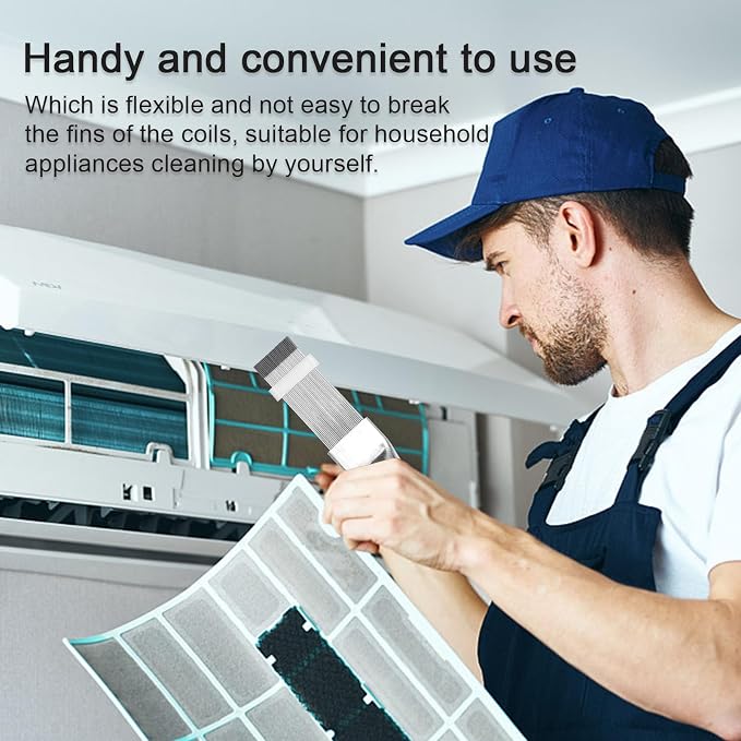Air Conditioner Condenser Fin Comb and Cleaning Brush Set, Stainless Steel Fin - Image 4